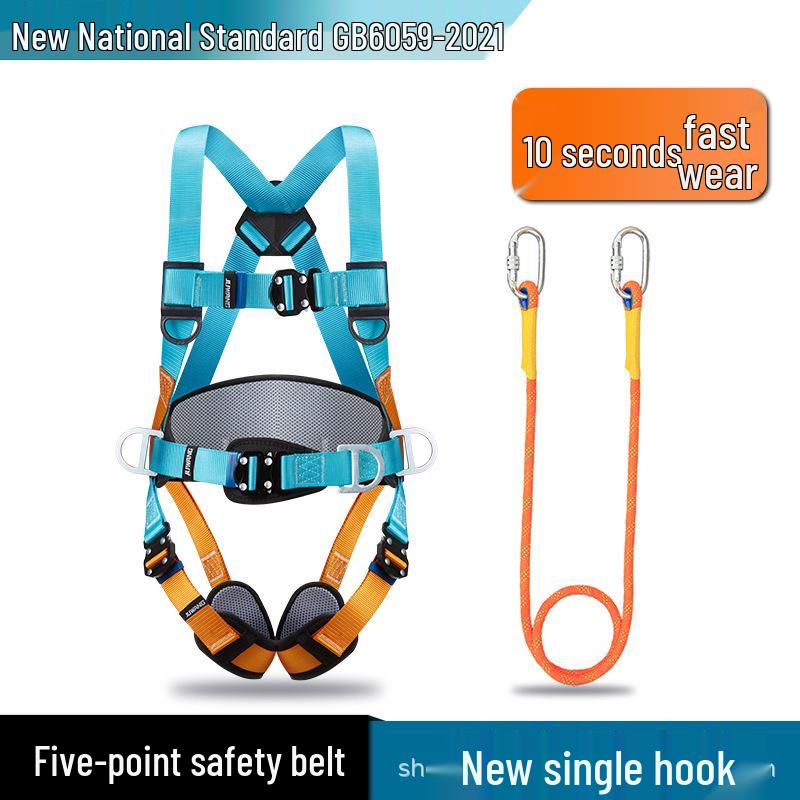 5-Point Full-Body Electrician Safety Harness with Double Hooks for High-Altitude Work