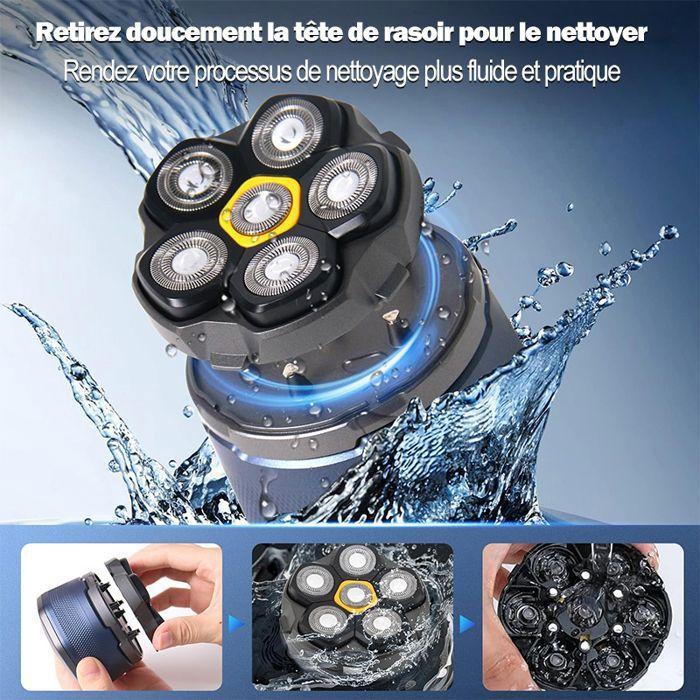 Rasoir électrique - WENZYLIQUOX - 6D - Sans fil - Tête flottante - Étanche, USB-C