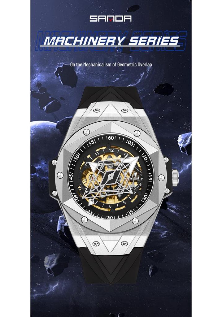 Sanda 7014 Skelett Herren Automatik Silikon Uhr - Trendiges und Cooles Design
