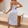 Abito Maxi Estivo da Maternità Stile Europeo con Spalline Sottili Floreale Slim Fit
