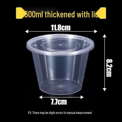 500ml Round Disposable Plastic Food Containers with Lids