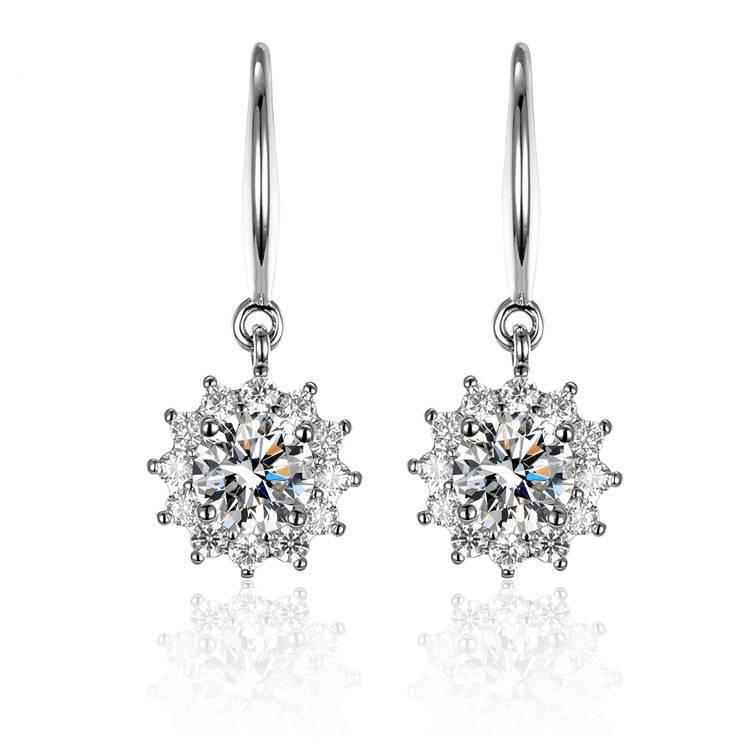 Moissanite Six-Claw Zircon Earrings - S925 Sterling Silver for Women