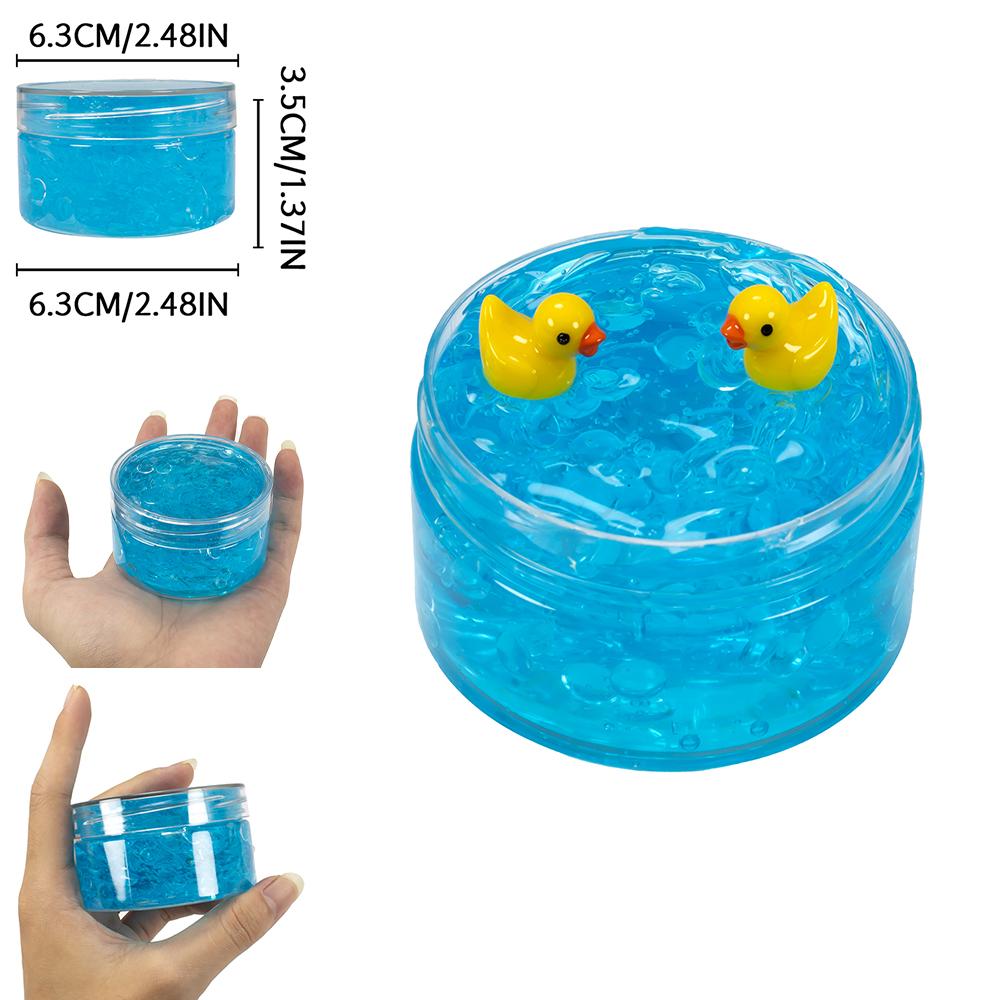 Kids Childrens 120ml Clear Beads Slime Kit with Duck Charms - Perfect Anti Stress Stretchy Non-Sticky Crystal Slime Gift Present for Teens