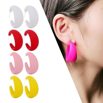 1 Pc עגיל טיפה צבע תוסס ללא גירוי קל משקל מוגזם בצורת C מתנדנד עגיל תכשיטי פירסינג