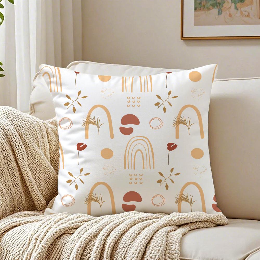 Abstract Boho Pattern Pillow Case Double-Sided Plush Sofa Cushion Covers Organic Breathable Invisible Zipper