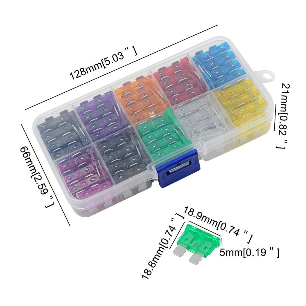 100PCS Car Fuses 2A 3A 5A 7.5A 10A 15A 20A 25A 30A 35A Amp with Box Clip Replacement for Xr Screen Lcd Screen Compatible with Xs with Xs Faulty
