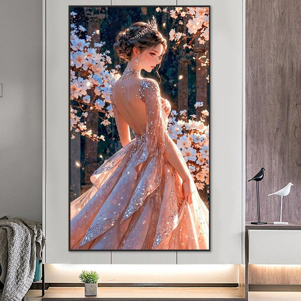 5D DIY Full Round Drill Partial AB Diamond Painting Elegant Girl Kit Art Decor