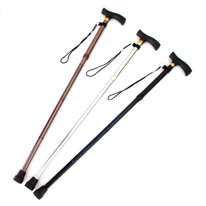Collapsible Thickened Aluminum Alloy Four-Section Hiking Trekking Pole Non-Slip Adjustable Telescopic 84-93cm