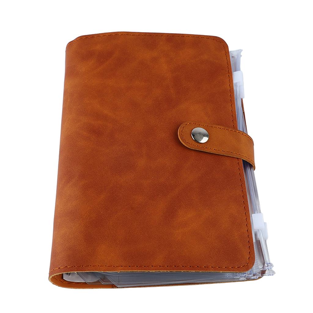 Budget Binder A6 Multiple Pockets Stainless Steel Rings PU Leather Cover Portfolio Binder for Office School Business