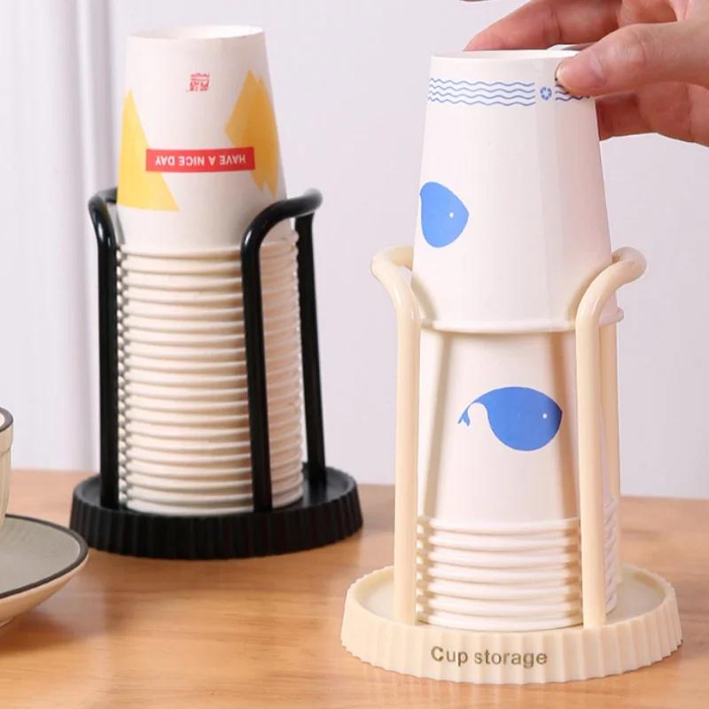 Cup Holder Disposable Cup Holder Paper Cup Holder Storage Shelf for Home Coffee Shops, Available In Black and Beige Colors