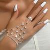 Luxus Strassbesetzter Fingerring Armband Vintage Elegante Handkette Hochzeitsfeier