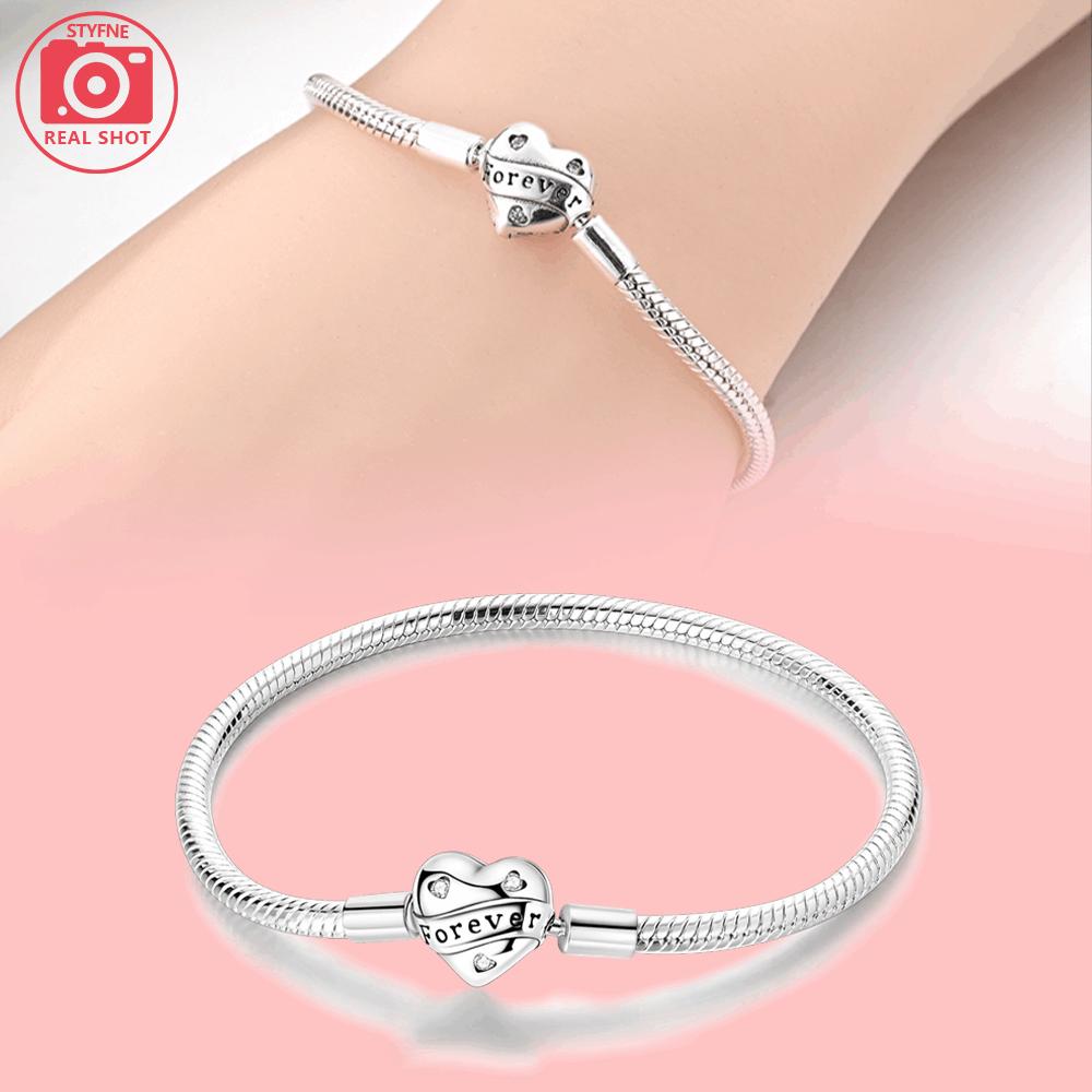 Authentic Bracelets Everlasting Love Heart copper Celtic Snake Chain Bracelets Charm Women Fine Gift Jewellery Accessory