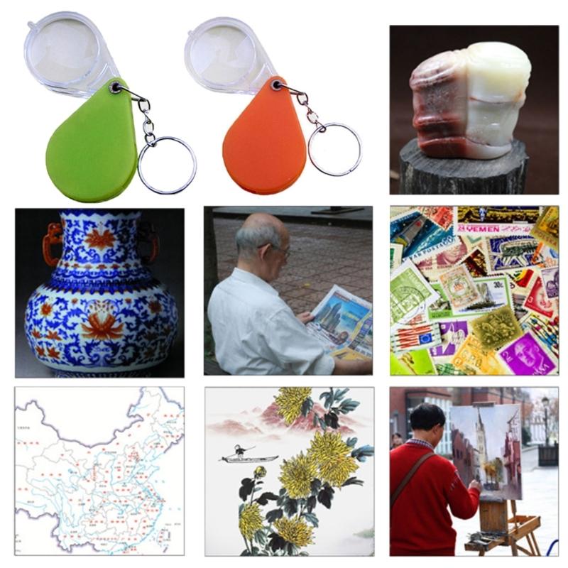 For Key Chain 10x Magnifying Glass Reading Standing Multifunctional Folding Magnifying Glass with Chain Magnifying Glass