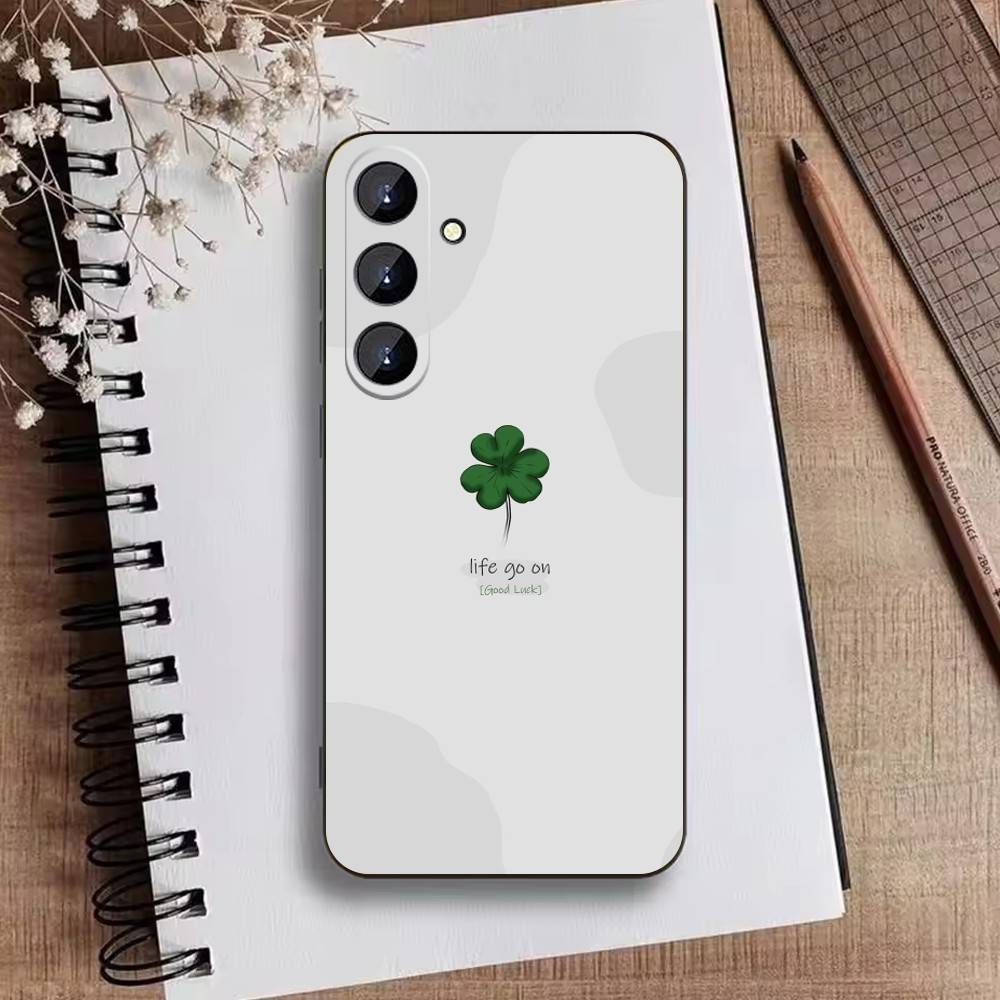Four-leaf Clover Phone Case For Samsung Galaxy A73,21,22,32,71,53,52,51,80,5G Soft Black Cover