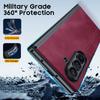 For Samsung Galaxy Z Fold 7 with HD Screen Protector&Hinge Protection,Wireless Charging,Leather Matte PC Shockproof Cover Phone Case-Red