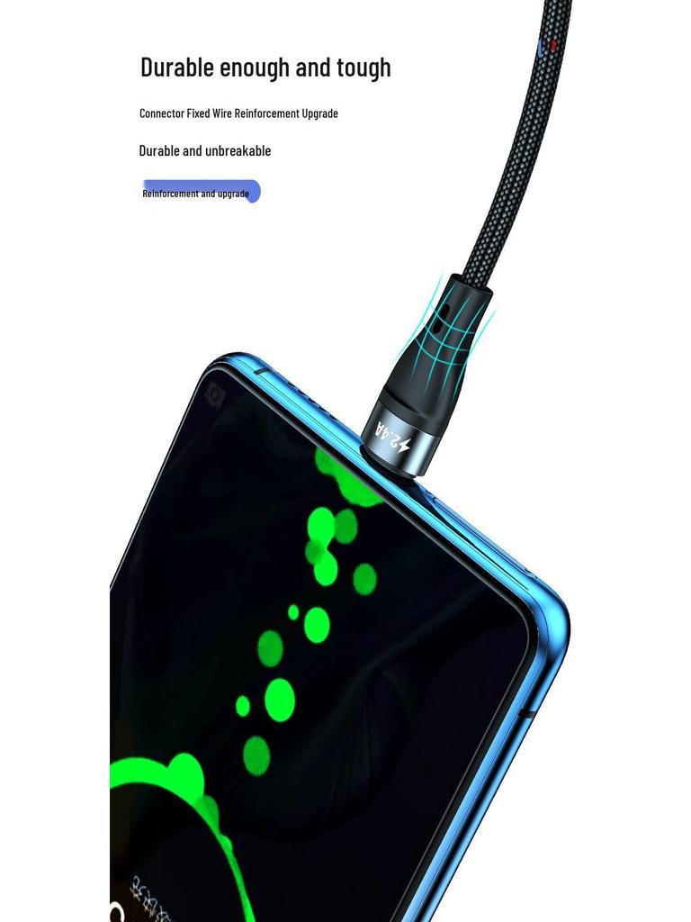 5A Super Fast 3-in-1 Braided Charging Cable, 2m Type-C to Triple Connector