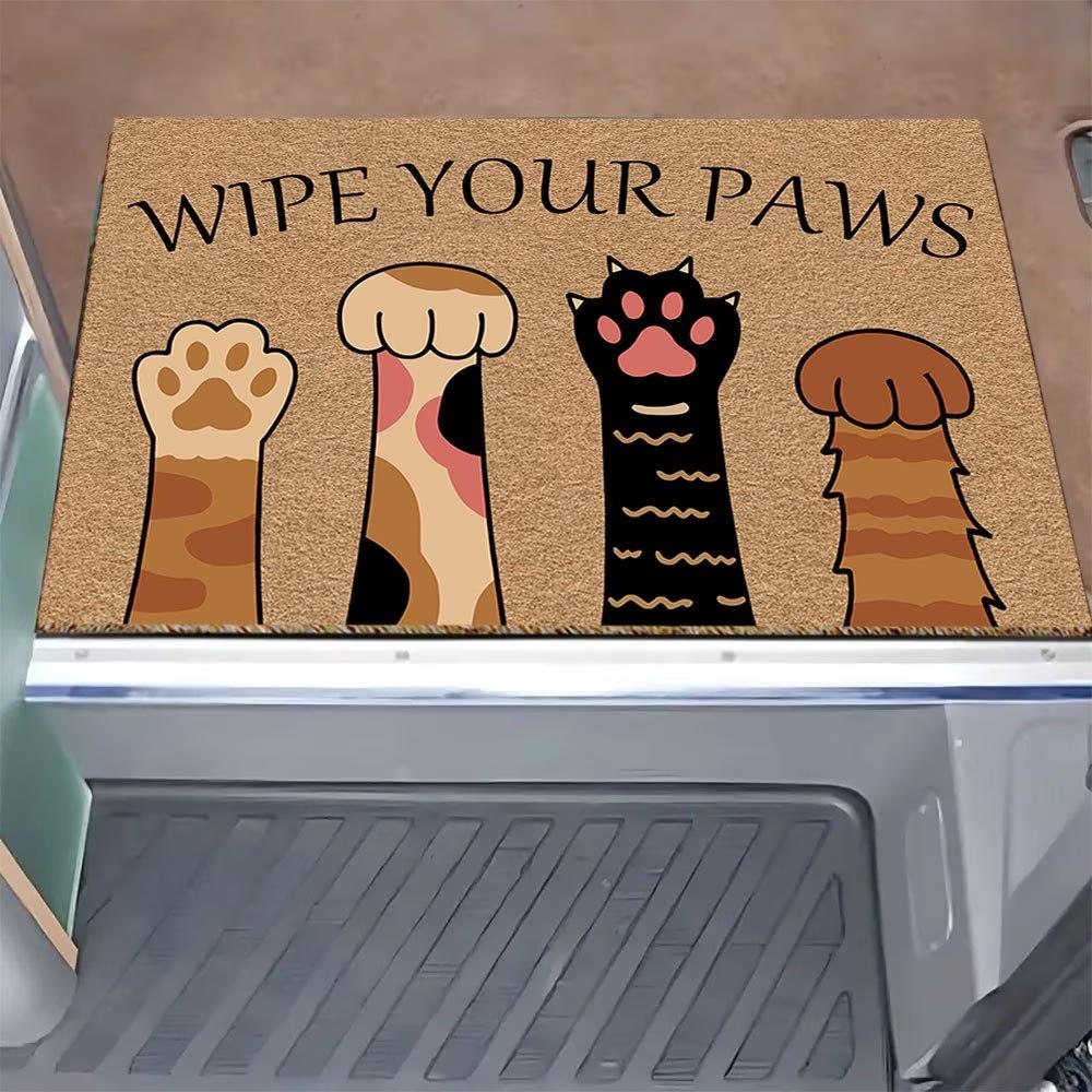 Tappetino Benvenuto 'Pulisci le Zampette' Divertente Zampa di Gatto Cane per Porta d'Ingresso Tappeto da Ingresso Esterno Interno Decorazione per la Casa per Amanti degli Animali Carini