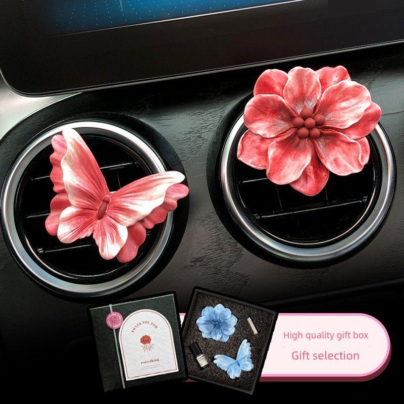 2026 New Butterfly Car Air Freshener Perfume Car Vent Decoration for Girls Flower Car Interior Accessories Diffuser Stone