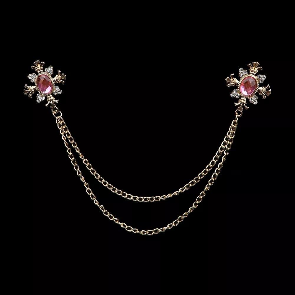 

Брошь со стразами в стиле ретро, ​​костюмная рубашка, цепочка с кисточками, булавка на лацкане, женские и мужские украшения, сплав, брошь на воротнике