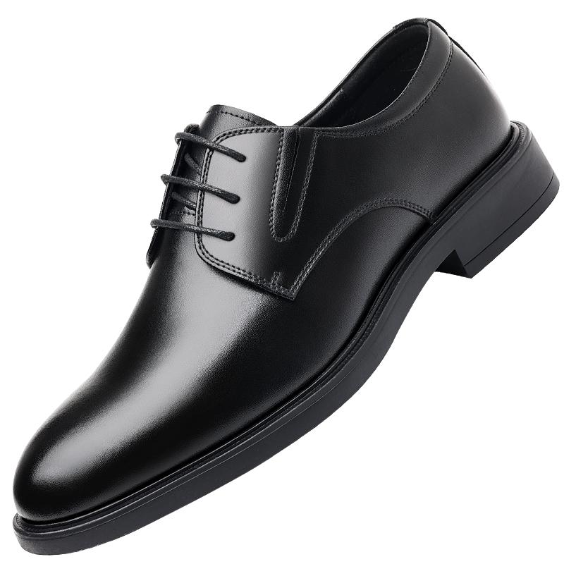 

Мужские деловые кожаные туфли Классический минималистский стиль джентльмена Повседневные офисные на открытом воздухе для отдыха деловые мужские свадебные черные туфли 39 чёрный