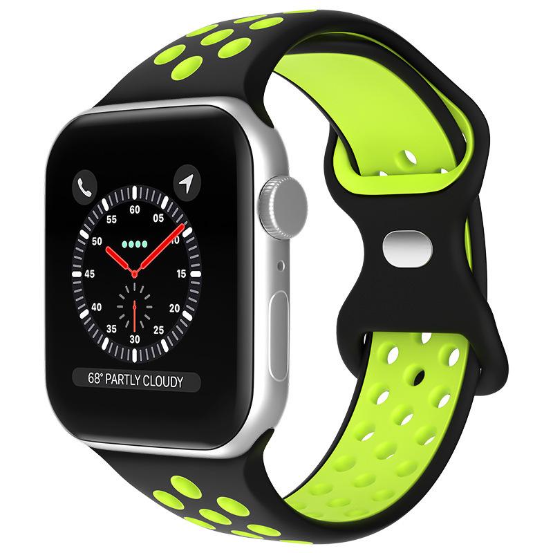 

Apple Watch Breathable Silicone Sports Strap, Two-Tone with Eight Buckles Available 42/44/45/49mm