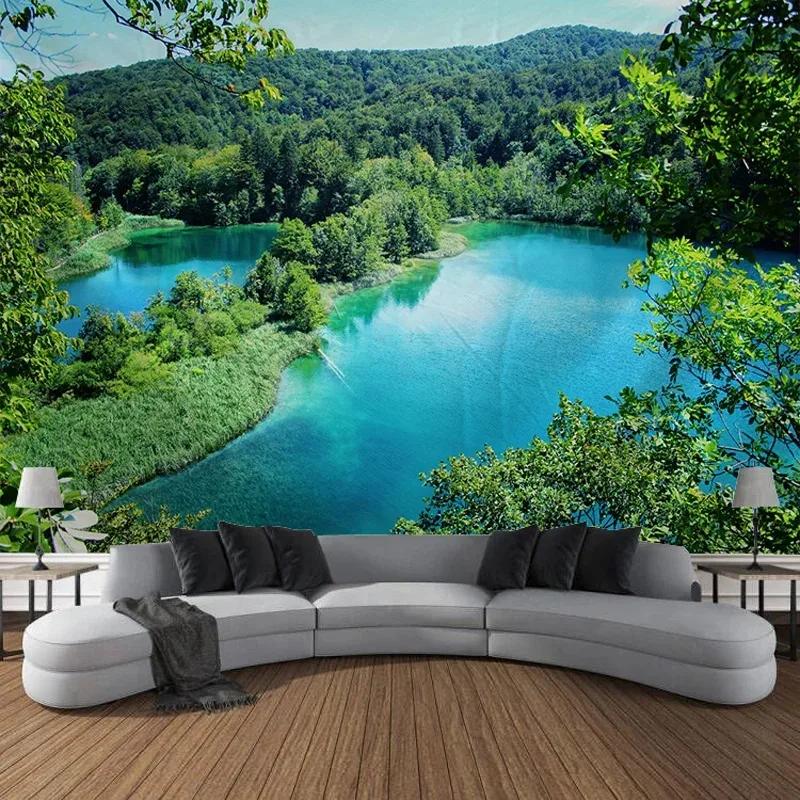 Wanddekoration Zuhause Wandteppich Himmel Wald See Hintergrund Büro Wohnzimmer Wandteppich