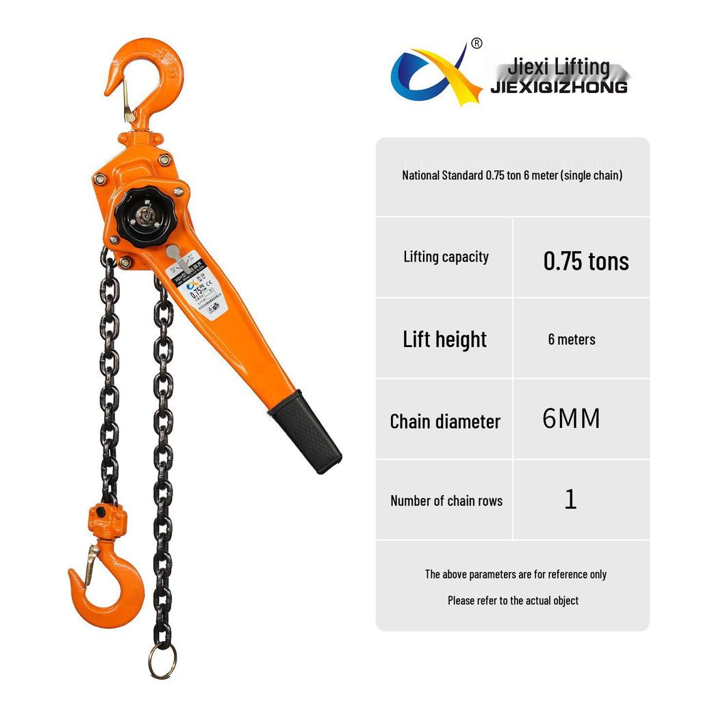 Jiexi Manual Hand Chain Hoist - Hand-Operated Lift: 0.75 To 3 Ton Capacity