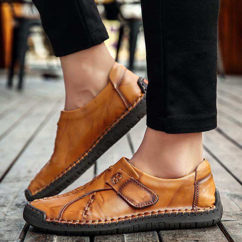 Men’s Moccasins Handmade Slip On Driving Shoes Comfort Flats Casual Shoes Plus Size Leather Shoes for Men Over Sized
