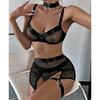 4ks/set Sexy podprsenka Set Dámské Módní Síťované spodní prádlo Průhledný Choker Podprsenka Podvazkový pásek Tanga