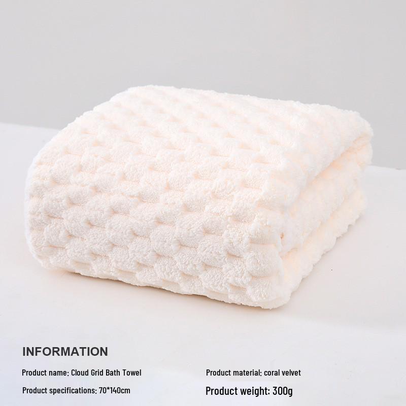 

Three-Piece Coral Fleece Bath Towel Set for Adults: Extra Thick, Wrapable Towel with Dry Hair Cap 70x140 cm брудно-білий