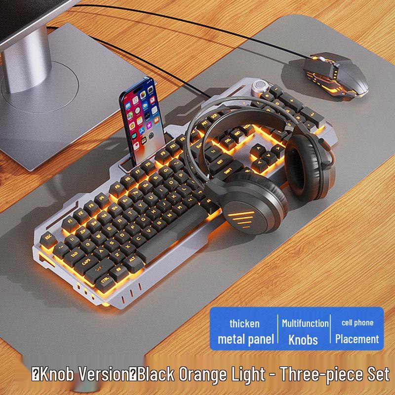 Wired Gaming Keyboard, Mouse & Headset Set - E-sports Mechanical Desktop Peripherals