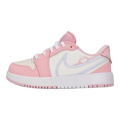 Air  1 Valentines Day Comfortable Versatile Low-Top Kids Basketball Shoes Unisex Sneaker Pink White HQ2024-602
