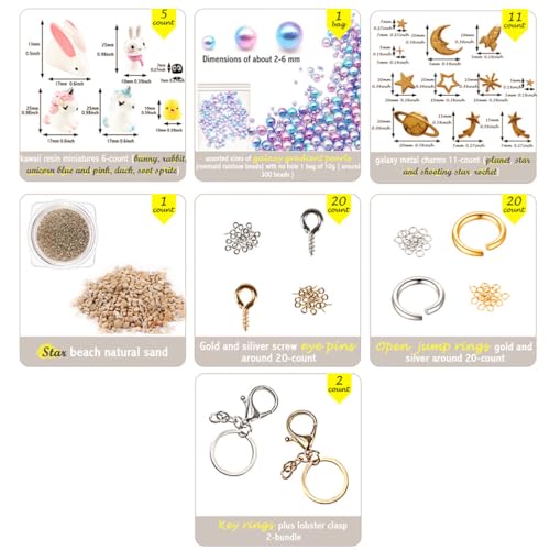 FUNSHOWCASE Shaker Mold Set, Resin Keychain, Strap, Silicone Mold, Film, Holographic Mold, Slicing Stick, Dropper, DIY Beginner Tools, Julie, 133-Piec