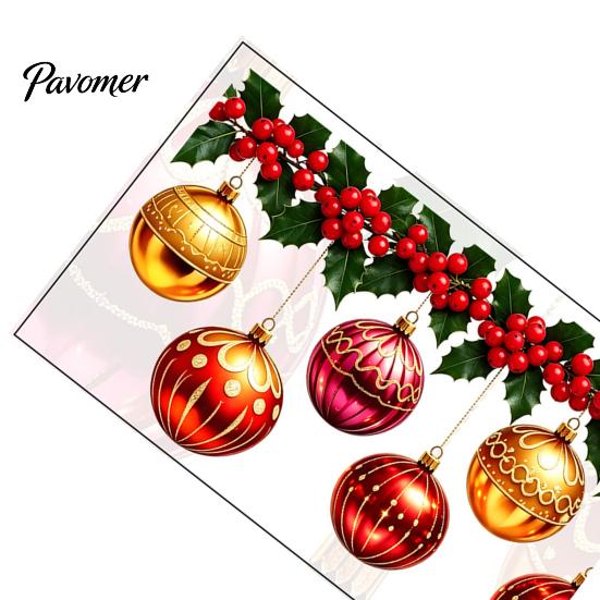 Binnen Buiten Feestelijke Stickers Kerst Hangende Bal Hulst Statische Raamstickers, Waterdichte PVC Decoratieve Stickers voor Herbruikbaar Huis Winkel