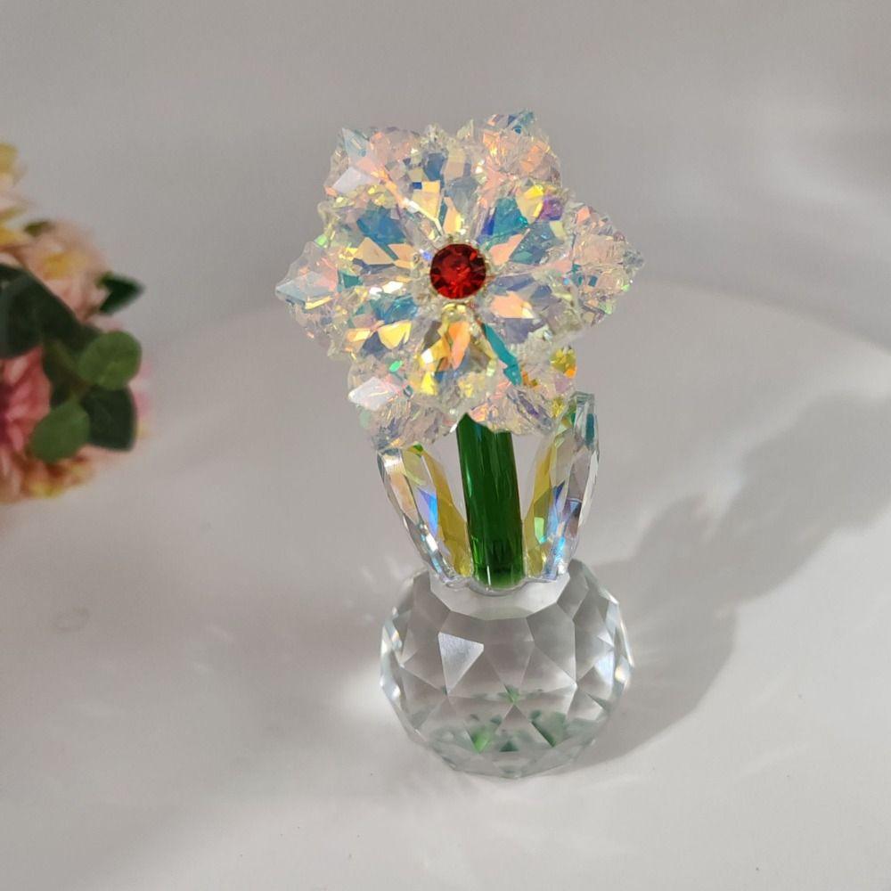 Romantic Glass Floral Collectible Flower Bouquet Paperweight  Valentine's Day Wedding Gift