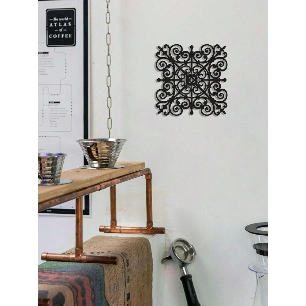 1PC Handmade Iron Wall Art Scrollwork Decorative Hanging Plaque for Living Room Home Office Farmhouse Style Metal Wall Decor