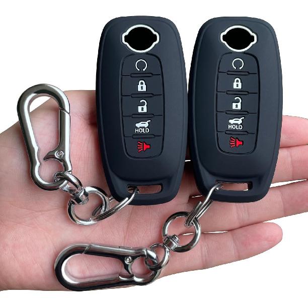 TANDRIVE 5-Button Key Fob Cover For -2026 Nissan Rogue Pathfinder And 2024-2026 Sentra, Silicone, 2-Pack, Black