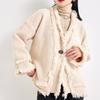 Design Tassel Solid Color Knitted Cardigan Top Women's Autumn and Winter New Loose Lazy Casual Sweater Jacket