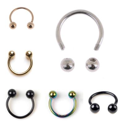 5 Stück kreisförmiger Hufeisenring aus Edelstahl, Nasenring und Septumringe, Tragus-Piercing
