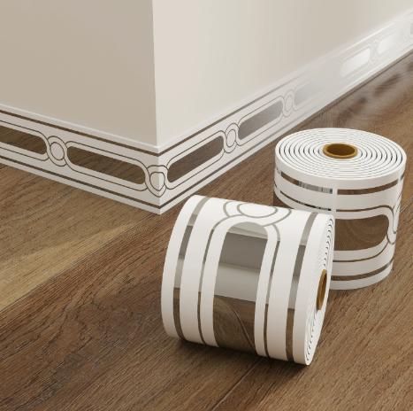 10cm 5m Self-Adhesive Baseboard Trim, Thickened Plastic Wall Molding Sticker for Home Decor