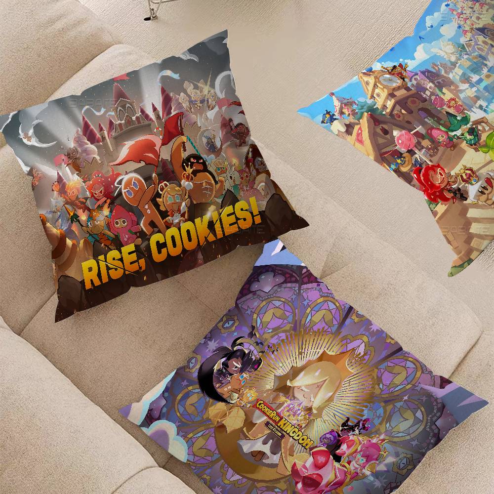 Anime Cookie Run K-Kingdom Cushion Cover Car Throw Pillow Case For Sofa Car Christmas Gift 40x40cm 45x45cm
