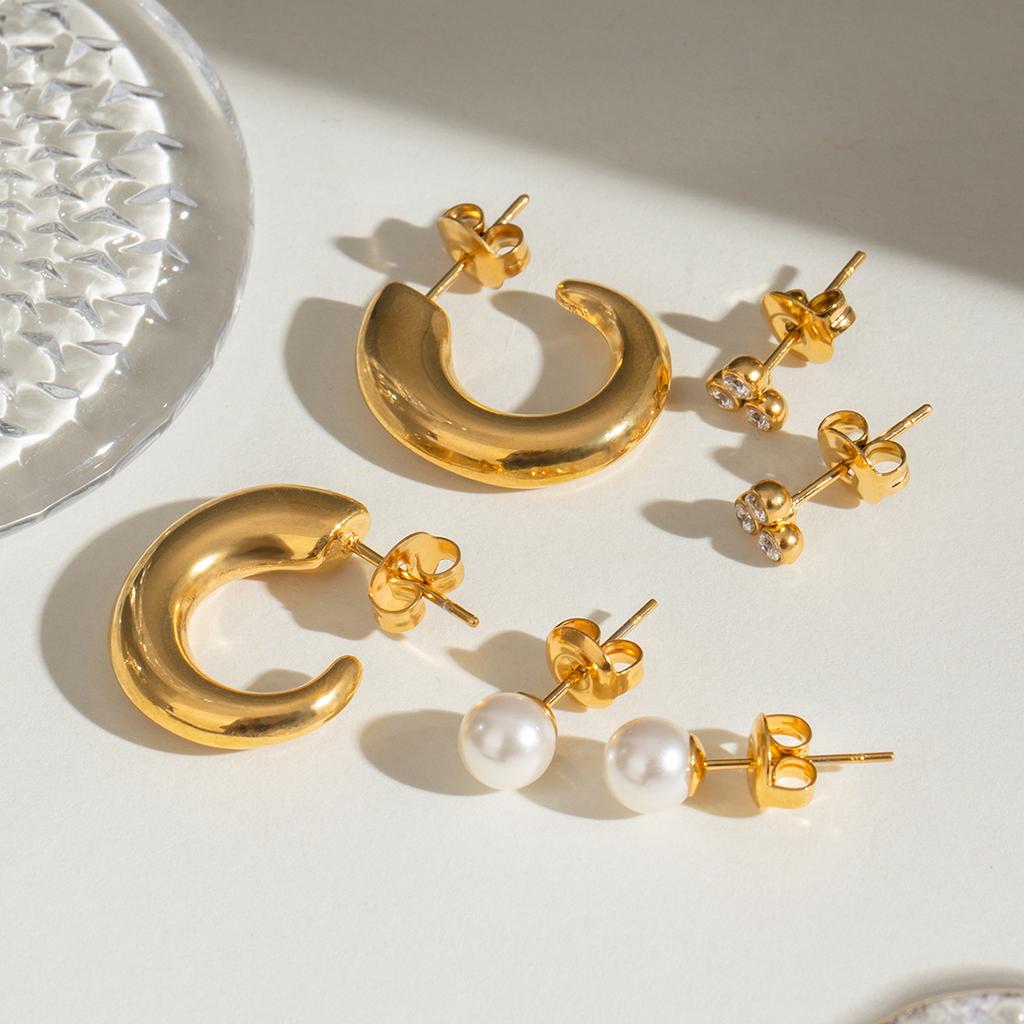 Youthway 3Pcs/Sets Cubic Zirconia Pearl Drop Earrings Sets For Women Stainless Steel Waterproof Earring Jewelry New