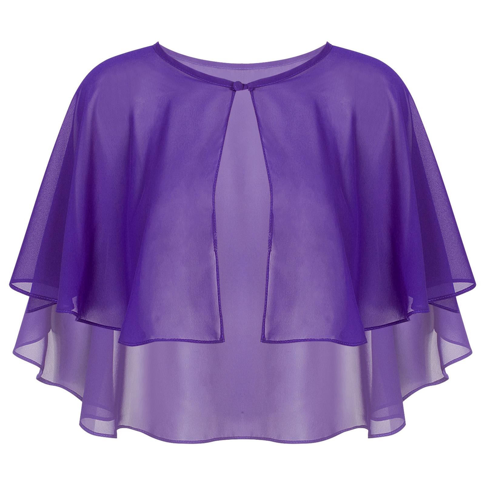 

Жіноча шифонова шаль-накидка на одному ґудзику, прозора весільна сукня-обгортка для весільних або вечірніх заходів One Size фіолетовий