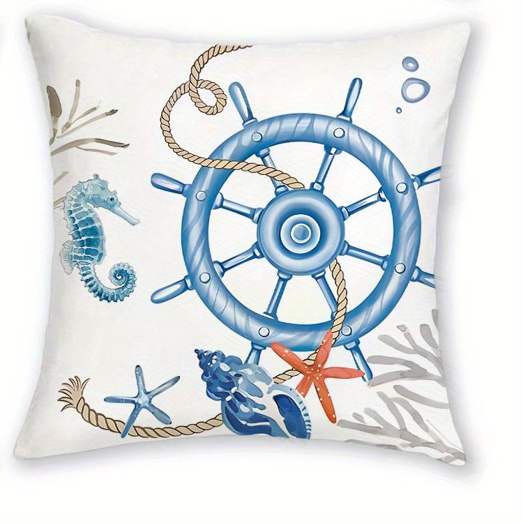 1/4pcs Coastal Nautical Throw Pillow Covers Navy Blue Ocean Themed Cushion Cases for Home Decor Cushion Cover