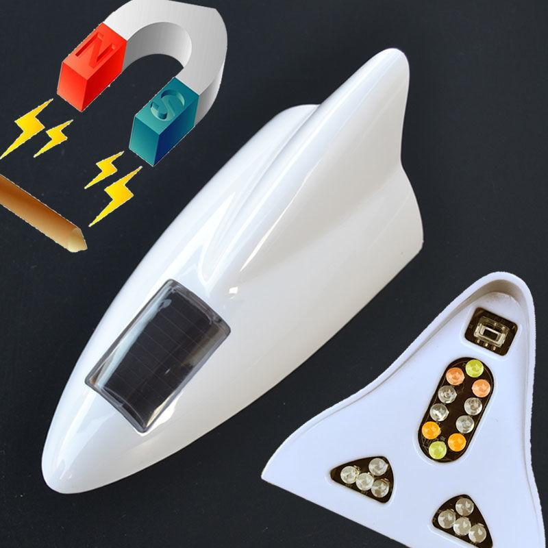 Colorful Shark Fin Solar-Powered Car Roof Antenna Light with Magnetic Tail Wing