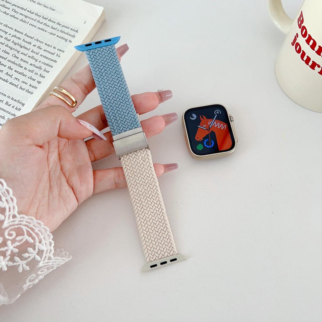 Colorful Elastic Nylon Band for Apple Watch (9, S10, SE, 8, 7, 6, 5)
