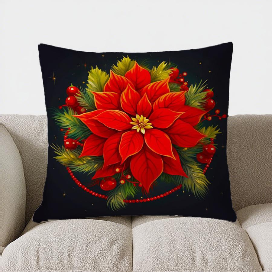 Christmas Decor Pattern Throw Pillow Cover With Short Plush Print For Living Room Sofa Decoration Cushion Cover Pillow Covers