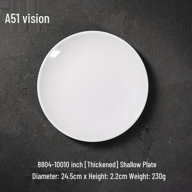 10-inch White Melamine Round Dinner Plate