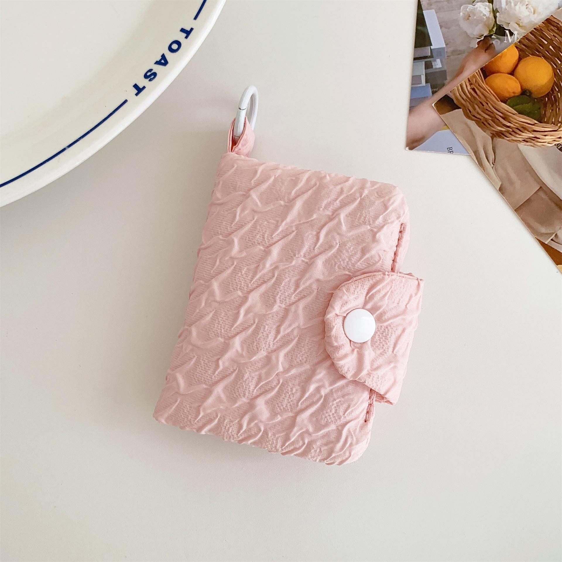 

Simple Solid Color Student Portable Coin Purse Bank Card Storage Bag Mini Hanging Buckle Headphone Bag рожевий