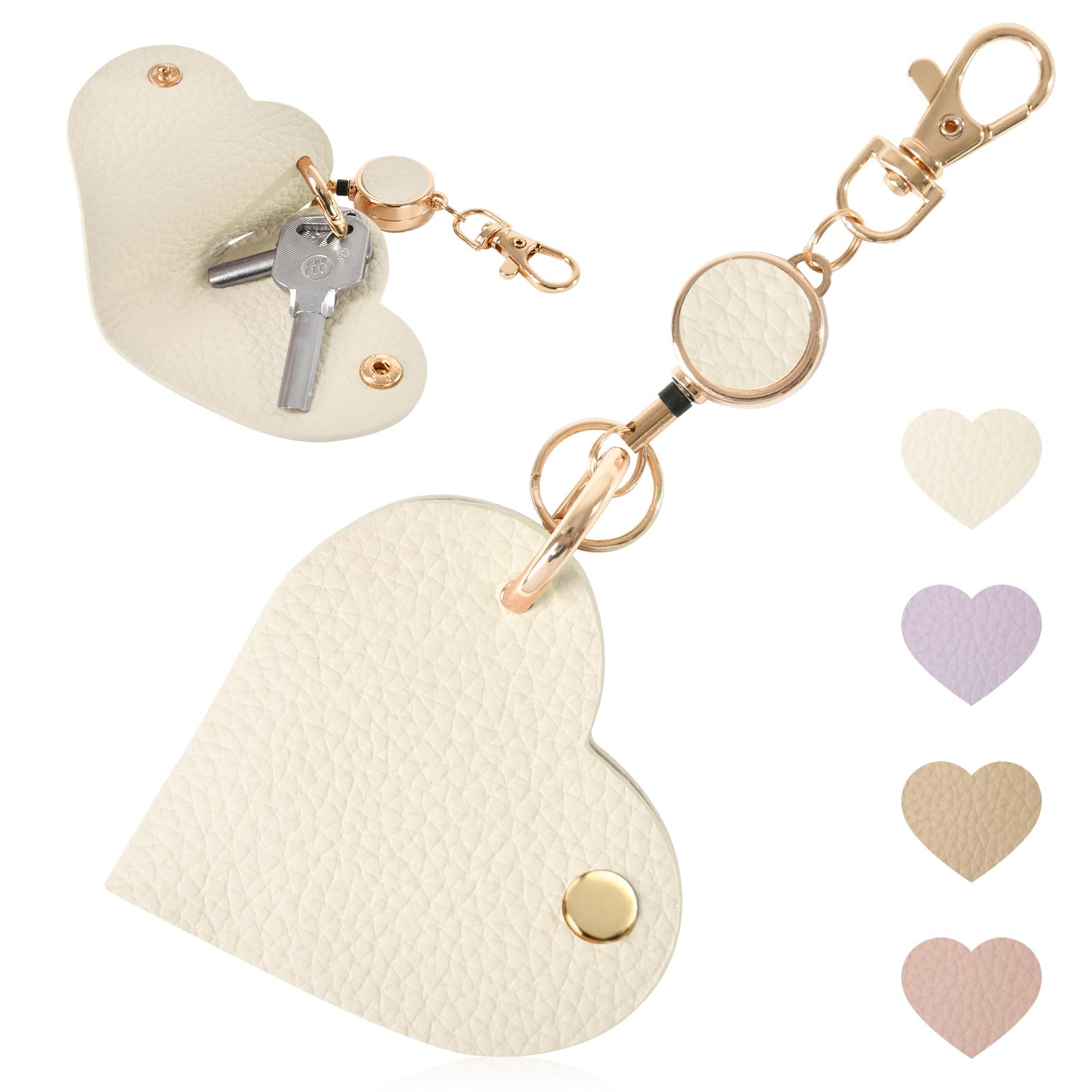 

[akoyo] Reel Strap Keychain, Cute Heart Design, Extendable Reel Keychain, Strong, Pass Case, Key Holder, Detachable